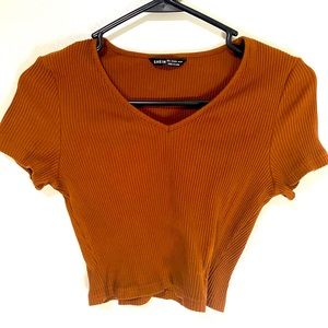 Shein Tan Nude Ribbed Stretch Crop Top